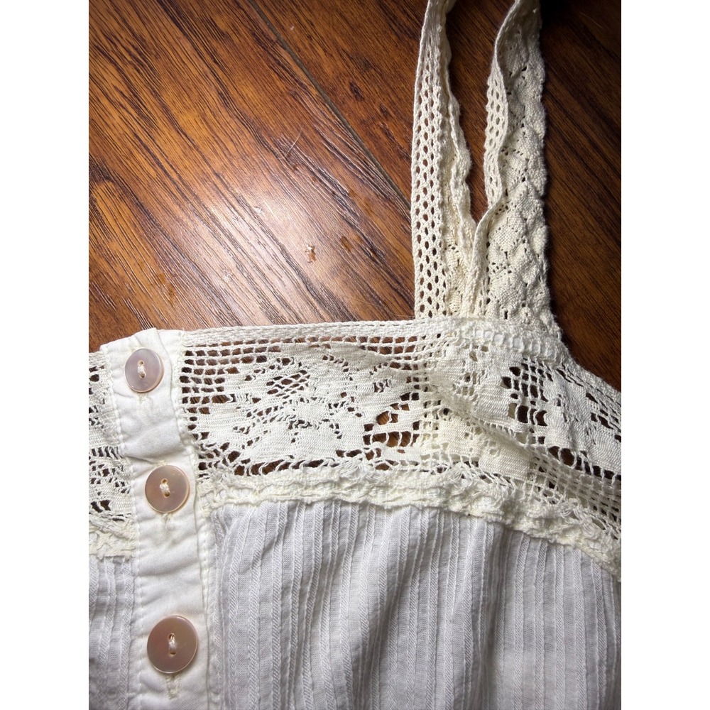Urban Outfitters Lace Crochet Button Front Crop Cami Top Ivory Cream Small - Picture 3 of 4